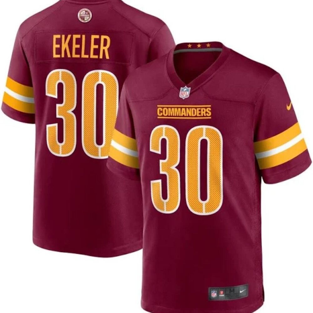 30 Austin Ekeler Burgundy Commanders Stitched Jersey